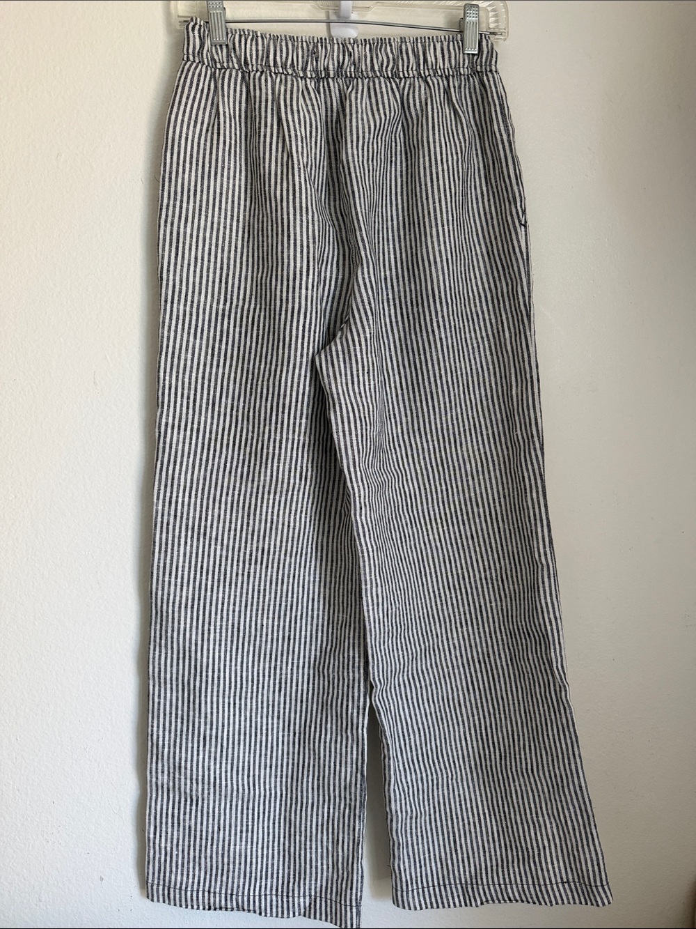Reformation Ava Blue and White | Vertical Stripe 100% linen Pants - Picture 4 of 7